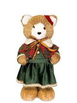Ursa Em Pé Roupa Xadrez Vermelho E Verde 43cm - Tokdacasa