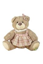 Ursa sentada com vestido rosa xadrez