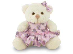 Ursinha de Pelúcia Floral 20cm Decoração Infantil