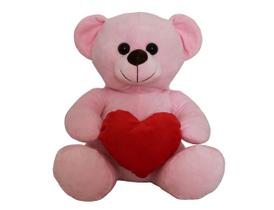 Ursinho De Pelúcia 33 Cm Com Coração Dia Dos Namorados Rosa - Foffy Toys