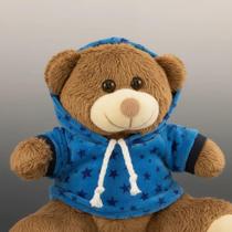 Ursinho De Pelúcia Blusa Com Capuz 20cm Antialérgico