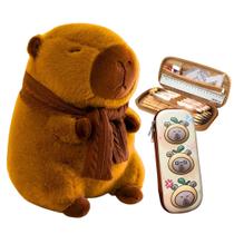 Ursinho De Pelucia Capivara Fofa Presente 30 Cm + Estojo Capivara Estampa 3D Lindo