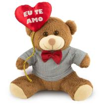 Ursinho de Pelúcia Com Balão Eu te Amo Antialérgico 20cm Urso Romântico Namorada Namorado - Toybrink