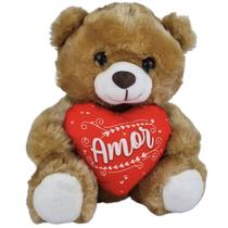 Ursinho De Pelúcia Com Coração Eu Amo Você Urso Marrom 20cm Ursinho De Pelúcia Com Coração Eu Amo Você Urso Marrom 20cm