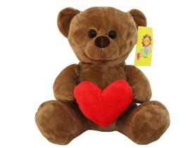 Ursinho De Pelucia Dia Dos Namorados Coração 33 Cm Marrom - Foffy Toys