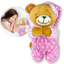 Ursinho de Pelúcia Fofinho Reza Oração Dormir Pijama Anjinho Da Guarda Rosa Castela