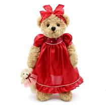 Ursinho de pelúcia fofo, macio e fofo, 41 cm, vermelho