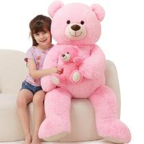 Ursinho de pelúcia gigante MoriSmos 110 cm com rosa bebê