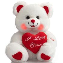 Ursinho de pelúcia HollyHome I Love You com LED de 33 cm para Dia dos Namorados