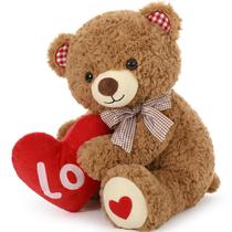 Ursinho de pelúcia MoriSmos Dia dos Namorados 43 cm com grande coração vermelho