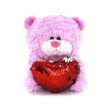 Ursinho de pelúcia Plushland Qbeba de 15 cm com coração de lantejoulas Ursinho de pelúcia Plushland Qbeba de 15 cm com coração de lantejoulas
