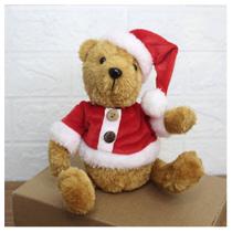 Ursinho De Pelúcia Roupa E Gorro Natalino Enfeite 17cm Ursinho De Pelúcia Roupa E Gorro Natalino Enfeite 17cm