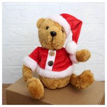 Ursinho De Pelúcia Roupa E Gorro Natalino Enfeite 17cm Ursinho De Pelúcia Roupa E Gorro Natalino Enfeite 17cm