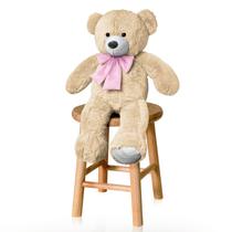 Ursinho De Pelúcia Teddy Bear Com Laço Antialérgico Presente Decoração