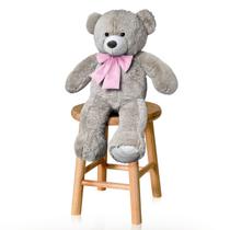 Ursinho De Pelúcia Teddy Bear Com Laço Antialérgico Presente Decoração