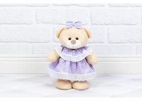 Ursinho menina vestido poá chá revelação chá de bebê e decoração quarto infantil