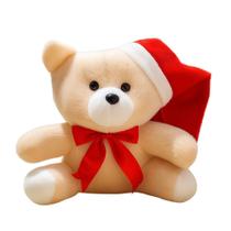 Ursinho Pelúcia Papai Noel Enfeite Decoração de Natal Urso Natalino com Gorro e Laço Ursinho Pelúcia Papai Noel Enfeite Decoração de Natal Urso Natalino com Gorro e Laço