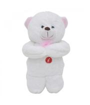 Ursinho Pelúcia Que Reza Laço Rosa 28cm