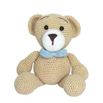 Ursinho Urso Azul Amigurumi Menino Crochê Bebê Decoração