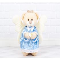 Urso anjo de pelucia 30 cm para batizado e decoração