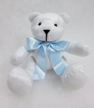 Urso articulado pelúcia branca g. 34cm laços variados nichos decoração quartos bebês - XÚ BABY