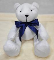 Urso articulado pelúcia branca g. 34cm laços variados nichos decoração quartos bebês