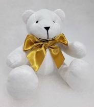 Urso articulado pelúcia branca g. 34cm laços variados nichos decoração quartos bebês