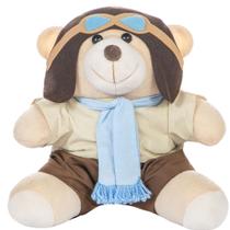 Urso Aviador Baloeiro 18cm Menino Para Bebê Nicho De Presente Brinquedo Almofada Atacado Baby