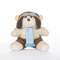 Urso Aviador Bebe Presente 18x20cm Para Nicho Atacado Realista Lembrancinha Maternidade