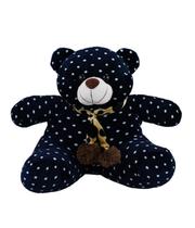 Urso Azul Pintas Brancas Cachecol 25cm - Pelúcia