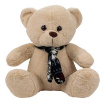 Urso Bege Sentado Cachecol 77cm - Pelúcia