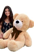 Urso Bicho de Pelúcia Grande Gigante com Laço Teddy 1,10 Metros - Luck Baby