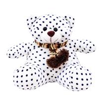 Urso Branco Pontilhado Com Cachecol 27cm - Pelúcia