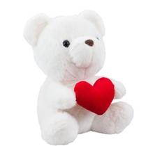 Urso Branco Sentado Coração 19cm - Pelúcia Urso Branco Sentado Coração 19cm - Pelúcia