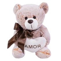 Urso Coração Amor Marrom Alaranjado 30cm - Pelúcia