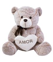 Urso Coração Amor Marrom Alaranjado 50Cm - Pelúcia