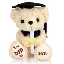 Urso de formatura Hellmei de pelúcia de formatura de 20 cm com boné e diploma