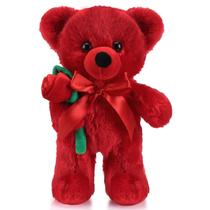 Urso de Natal Civaner de pelúcia com rosa de 30 cm para crianças