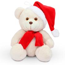 Urso de Pelúcia 15cm Decoração de Natal cor Baunilha