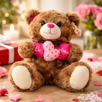 Urso de Pelúcia 3 Corações Eu Te Amo Namorados Amor Ursinho