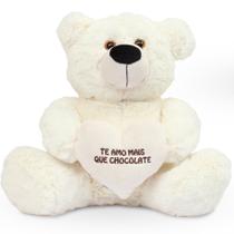 Urso de Pelúcia 30cm Fofuxo com Coração Cor Marfim