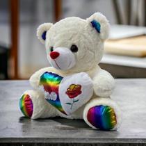 Urso de pelúcia 40 cm Ursinho Peludo c/Coração Macio Cestas Urso de pelúcia 40 cm Ursinho Peludo c/Coração Macio Cestas