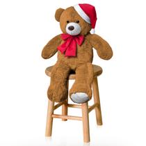 Urso De Pelúcia 50cm Decoração Natal Laço Antialérgico Teddy