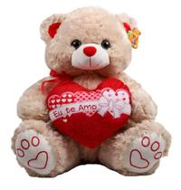 Urso De Pelúcia 50cm Sentado Com Coração Eu Te Amo FE7131 - Fizzy
