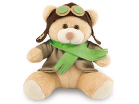 Urso De Pelúcia Aviador 30cm Decoração Anti-alérgico