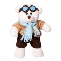 Urso de Pelúcia Aviador Baloeiro 32cm Decoração Brinquedo Infantil Dia das Crianças