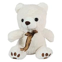 Urso De Pelúcia Bart Com Lacinho 30cms - Branco Urso De Pelúcia Bart Com Lacinho 30cms - Branco