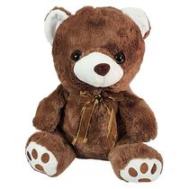 Urso De Pelúcia Bart Com Lacinho 30cms - Marrom Escuro Urso De Pelúcia Bart Com Lacinho 30cms - Marrom Escuro