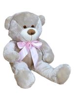 Urso de Pelúcia Baunilha Leo 50 cm com no Laço Antialérgico
