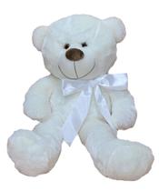 Urso De Pelúcia Baunilha Super Macio 50 Cm - Com Laço Colorido, Decoração Quarto Infantil - XU BABY